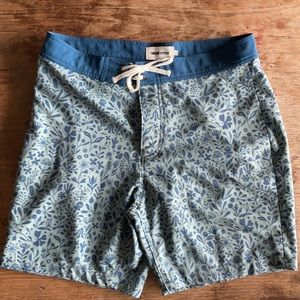 Taylor Stitch Swim trunks. Floral blue